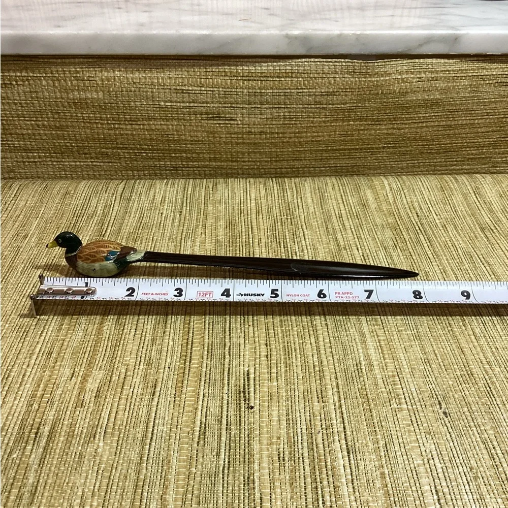 Vintage Lacquer Duck Letter Opener Hand Carved and Painted